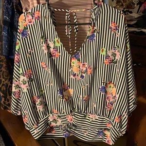 Black and white loose blouse